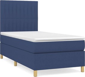 vidaXL Κρεβάτι Boxspring με Στρώμα Μπλε 100 x 200 εκ. Υφασμάτινο