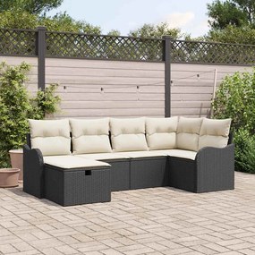 vidaXL Σετ Καναπέ Κήπου 6 pcs Μαύρο και κρεμ 232.5 x 122.5 x 85 εκ