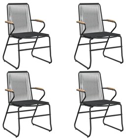 vidaXL Καρέκλες Κήπου 4 τεμ. Μαύρες 58 x 59 x 85,5 εκ. Ρατάν PVC
