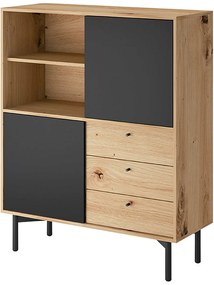 Lh-homefurniture Βιβλιοθήκη Flow χρώμα Artisan+Black pearl 102x126x41cm FLW-SV