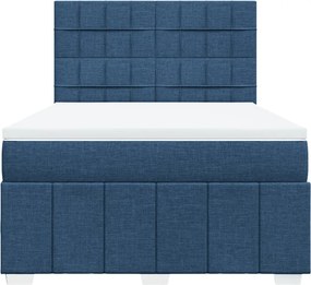 vidaXL Κρεβάτι Boxspring με Στρώμα Μπλε 140x200 εκ. Υφασμάτινο