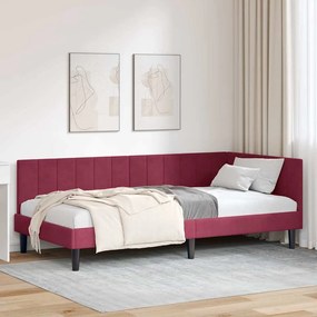 vidaXL Κρεβάτι Γωνίας με κεφαλάρι Μπορντό 90 x 190 cm Βελούδο