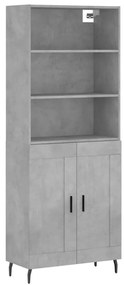 vidaXL Ντουλάπι Γκρι Σκυροδέματος 69,5x34x180 εκ. Επεξεργασμένο Ξύλο
