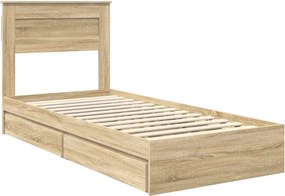 vidaXL Κρεβάτι Αποθήκης Δρύς Sonoma 90 x 190 cm Επεξεργασμένο ξύλο