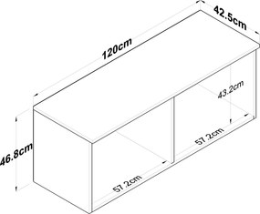 Ντουλάπι Καρυδί / Λευκό BRALU 120x42.5x46.8