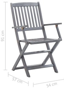 vidaXL Καρέκλες Εξ. Χώρου Πτυσσόμενες 8 τεμ. Ξύλο Ακακίας &amp; Μαξιλάρια