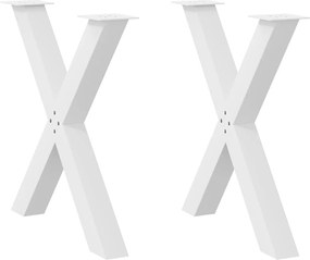 vidaXL Πόδια Τραπεζαρίας σε Σχήμα Χ, 2 τεμ. Λευκά 70x(72-73) εκ. Ατσάλι