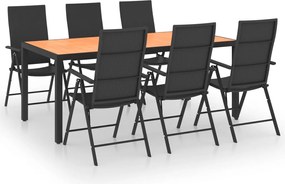 vidaXL Σετ Τραπεζαρίας Κήπου 7 Τεμαχίων Μαύρο και Καφέ