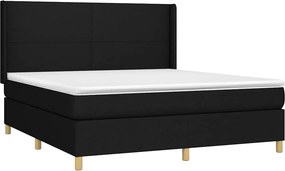 vidaXL Κρεβάτι Boxspring με Στρώμα &amp; LED Μαύρο 180x200 εκ. Υφασμάτινο