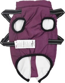 vidaXL παλτό σκύλου με ιμάντα αδιάβροχο αντανακλαστικό μοβ L32