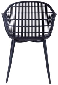 Πολυθρόνα BERRY Μεταλλική Μαύρη/PP-UV Μαύρο 58x58x85cm (Σετ 4 ΤΕΜ)