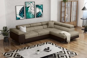 Γωνιακός καναπές Antony-Καφέ - Μπεζ-Δεξιά