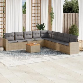 vidaXL Garden Sofa Set 9-θέσια Μίξη μπεζ και ανοιχτό γκρι
