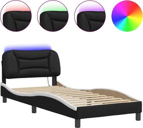 vidaXL Πλαίσιο κρεβατιού με LED χωρίς στρώμα Hvar Μαύρο/Λευκό 80x200 εκ.