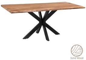 Τραπέζι Confetti pakoworld μασίφ ξύλο πεύκου καρυδί-πόδι μαύρο 200x100x75.6εκ