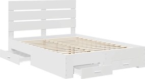 vidaXL Σκελετός Κρεβατιού Λευκό 140 x 190 cm Επεξεργασμένο ξύλο