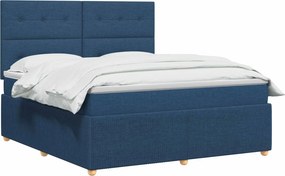 vidaXL Κρεβάτι box spring με στρώμα Μπλε 140 x 190 cm Ύφασμα