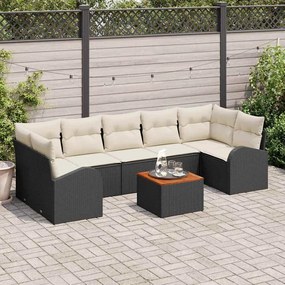 vidaXL Σετ Καναπέ Κήπου 8 pcs Μαύρο Πολυ ράταν
