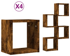 vidaXL Πλωτά Ράφια Καπνιστός Δρυς Επεξεργασμένο Ξύλο Μεσαίο Πλωτά Ράφια