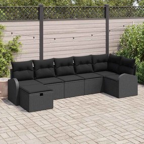 vidaXL Σετ Καναπέ με μαξιλάρι 7 pcs Μαύρο συνθετικό ρατάν