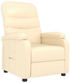 vidaXL Πολυθρόνα Ανακλινόμενη Κρεμ από Συνθετικό Δέρμα
