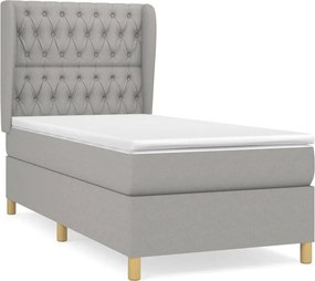 vidaXL Κρεβάτι Boxspring με Στρώμα Ανοιχτό Γκρι 100x200 εκ. Υφασμάτινο