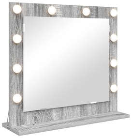 vidaXL Καθρέφτης Vanity με LED Φώτα Γκρι Σονομά 60x55x18 εκ