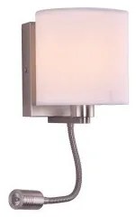 Απλίκα Φωτιστικό Τοίχου 1xE14 1xLED Reading Light Νίκελ Ματ Λευκό Ύφασμα Dea 77-3558 Homelighting-77-3558-Νίκελ Ματ 77-3558