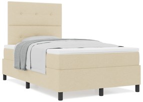vidaXL Κρεβάτι Box Spring με Μαξιλάρι Κρεμ 120x200 εκ. Υφασμα
