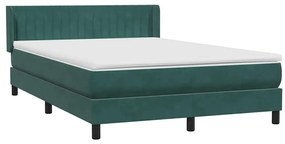 vidaXL Κρεβάτι Boxspring με Στρώμα Σκούρο Πράσινο 140x210εκ. Βελούδινο