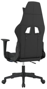 Καρέκλα Gaming Μαύρη/Μπλε Ύφασμα με Υποπόδιο - Μαύρο