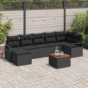 vidaXL Σετ Καναπέ Κήπου με μαξιλάρι 8 pcs Μαύρο Πολυ ράταν