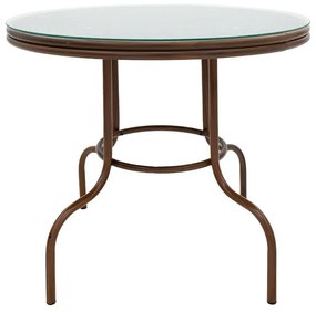 Table Paula metal-pe rattan brown D90x75cm 90x90x75 εκ.