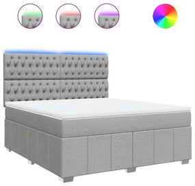VidaXL Κρεβάτι Boxspring με Στρώμα Ανοιχτό Γκρι 180x200 εκ. Υφασμάτινο