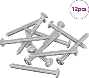 vidaXL Βίδες επίπλων 12 pcs Ασημί M6 x 60 χιλ. Ατσάλι