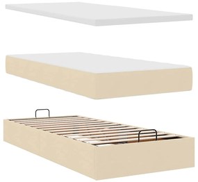 vidaXL Οθωμανικό κρεβάτι με στρώμα Cream 80x200cm ύφασμα