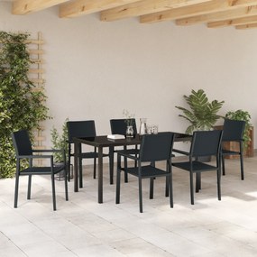 vidaXL Σετ 7 Τεμαχίων Καθιστικού Κήπου  Μαύρο Πολυ Ρατάν