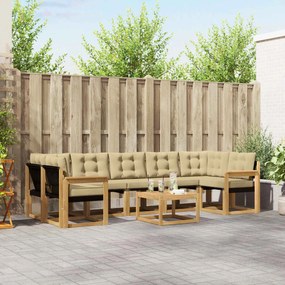 vidaXL Σειρά Καναπέ Εξωτερικού με μαξιλάρι 8 pcs Λευκό και Μπεζ
