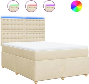 vidaXL Κρεβάτι Boxspring με Στρώμα Κρεμ 160x200 εκ. Υφασμάτινο