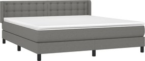 vidaXL Κρεβάτι Boxspring με Στρώμα Σκούρο Γκρι 180x200 εκ Υφασμάτιν
