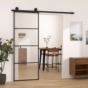 vidaXL Συρόμενη Πόρτα με Μηχανισμό 76x205 εκ. Γυαλί ESG &amp; Αλουμίνιο