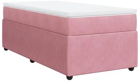 vidaXL Κρεβάτι Boxspring με Στρώμα Ροζ 90x200 εκ. Βελούδινο