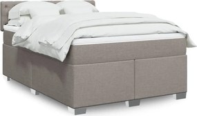 vidaXL Κρεβάτι Boxspring με Στρώμα Taupe 140x190 εκ. Υφασμάτινο
