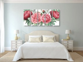 Εικόνα 5 μερών γοητευτικός συνδυασμός λουλουδιών και φύλλων - 100x50