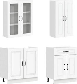 vidaXL Μονάδα κουζίνας KALMAR 8 pcs Λευκό Επεξεργασμένο Ξύλο