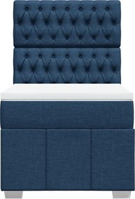 vidaXL Κρεβάτι Boxspring με Στρώμα Μπλε 90x200 εκ.Υφασμάτινο