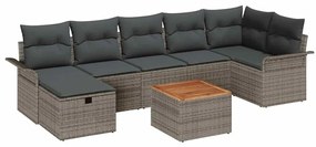vidaXL Σετ Καναπέ Κήπου 8 pcs Γκρι συνθετικό ρατάν