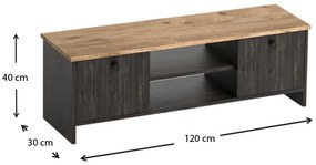 Έπιπλο τηλεόρασης Cube Megapap από μελαμίνη χρώμα pine - industrial grey 120x30x40εκ.