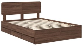 vidaXL Σκελετός Κρεβατιού Καφέ δρυς 150 x 200 cm Μηχανήματος Ξύλο
