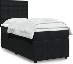 vidaXL Κρεβάτι Boxspring με Στρώμα Μαύρο 80 x 200 εκ. Βελούδινο